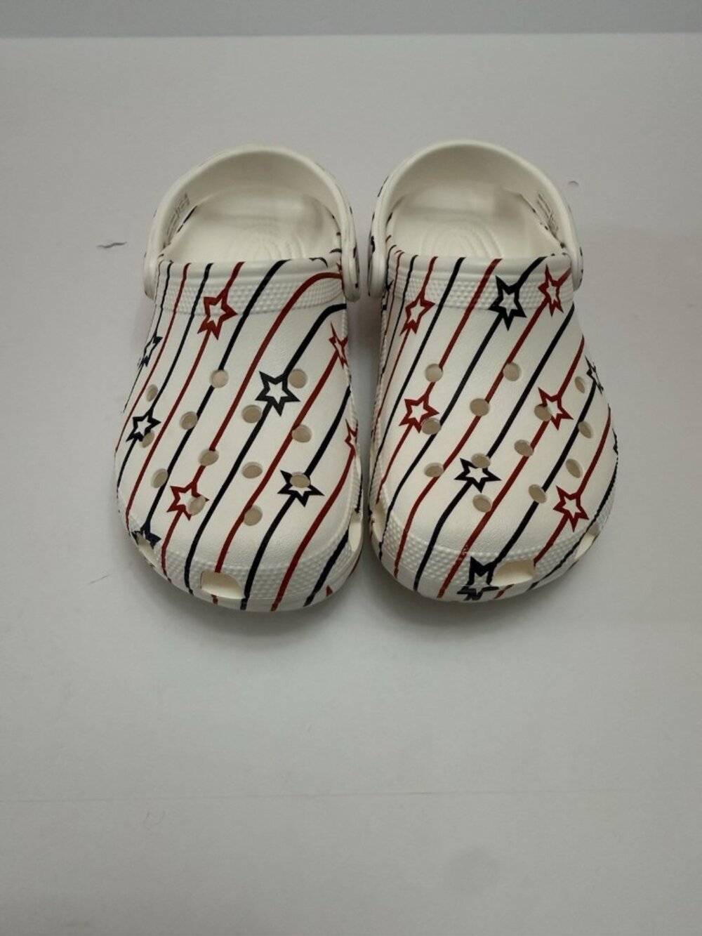 Crocs Patriotic Red White Blue Star Print Classic Clogs Kids C6 C7